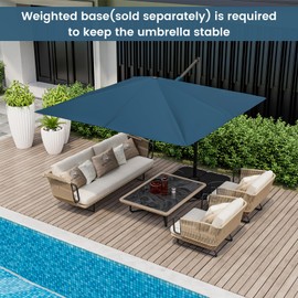 Tangkula 9.5 FT Cantilever Patio Umbrella, Outdoor Square Offset Umbrella with 360癛otation, Heavy Duty Patio Hanging Umbrella with Cross Base for Garden Deck Pool Backyard (Navy)