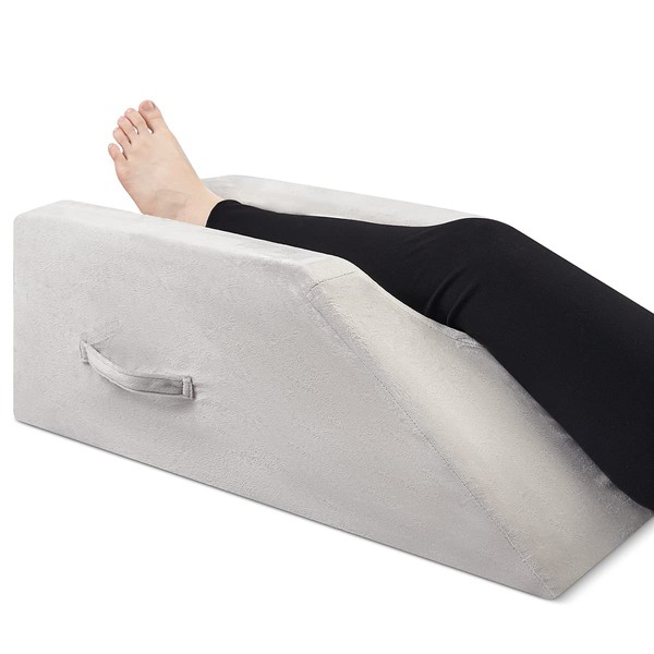 OasisSpace Leg Support and Elevation Pillow for Surgery, Swelling, Injury or Rest - Memory Foam Post Surgery Leg Pillow with Washable Cover- Improve Circulation