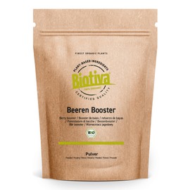 Bio Beeren Booster Pulver 400g - Superfood mit pflanzlichem Protein, Acai, Acerola & Maca - Mit Rote Beete & Ingwer - Ohne Zuckerzusatz, Gluten & Laktose - DE-ÖKO-005 - Biotiva