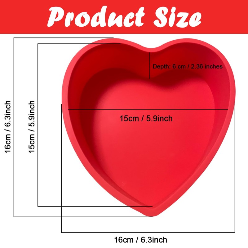 Heart Shaped Cake Pans, 3pcs 6 Inch Silicone Cake Pan