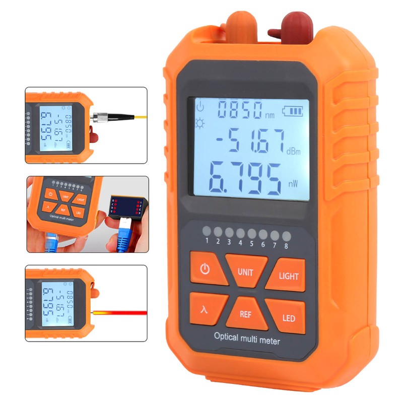 Optical Power Meter Mini Fiber Light Attenuation Tester Red‑Light All‑in‑One