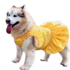 UOSIA Floral Girl Dog Princess Dress for Large Dogs- Designer Summer Pet Wedding Skirt Lightweight & Breathable for Birthday Party (Yellow, 4XL)