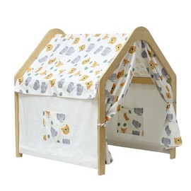 Wooden Kids Play Tent, Indoor Canvas Playhouse for Toddlers