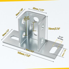 4 Pack U Post Base for 1-5/8" Single Strut Channel, U Floor Ground Mount