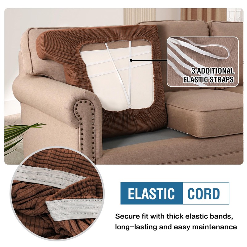 H.VERSAILTEX Stretch 3 Piece T Cushion Sofa Slipcovers Individually Sofa