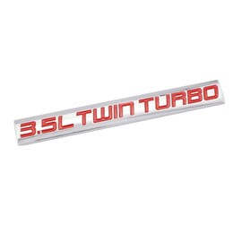 2 pc 3.5L Twin Turbo Badge Chrome Finish Metal Emblem Nameplate Replacement for Trunk Hood Door(red Silver)