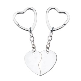 DHWEKU Set of 2 Heart Keyrings as Partner Gift for Valentine's Day for Him & Her, Anniversary or Couple Gift for Both, Matching Heart Decorations for Two Couples