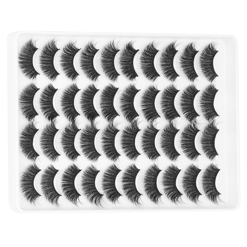 20 Pairs Makeup False Lashes Salon Long Curly Thick ThreeDimensional