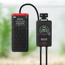 BAITAI 500W Aquarium Heater, Safe PTC Submersible Fish Tank Heater with LED Digital Thermostat, Auto Temp Control, Dry-Run & Overheat Protection, Energy Saving Shatterproof Heater for 250–500L Tanks