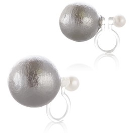 R-days Daikanyama Women's Hypoallergenic Earrings, Cotton Pearl, Resin, Non-Hole Earrings, Weddings, Made in Japan, Pearl Metal