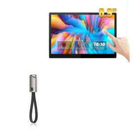 BoxWave Cable Compatible with Wisecoco Portable Monitor (8.9 in) - USB Type-C Keychain Charger, Key Ring USB Type-C to Type-A 8 in USB Cable - Jet Black