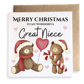 Second Ave Great Niece Cute Bears Square Card Christmas Xmas Holiday Festive Greetings Card