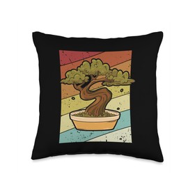 Bonsai Tree Plant Tools Care Kit Set Gifts Ideas Retro Pots Penjing Indoor Enthusiast Bonsai Throw Pillow, 16x16, Multicolor