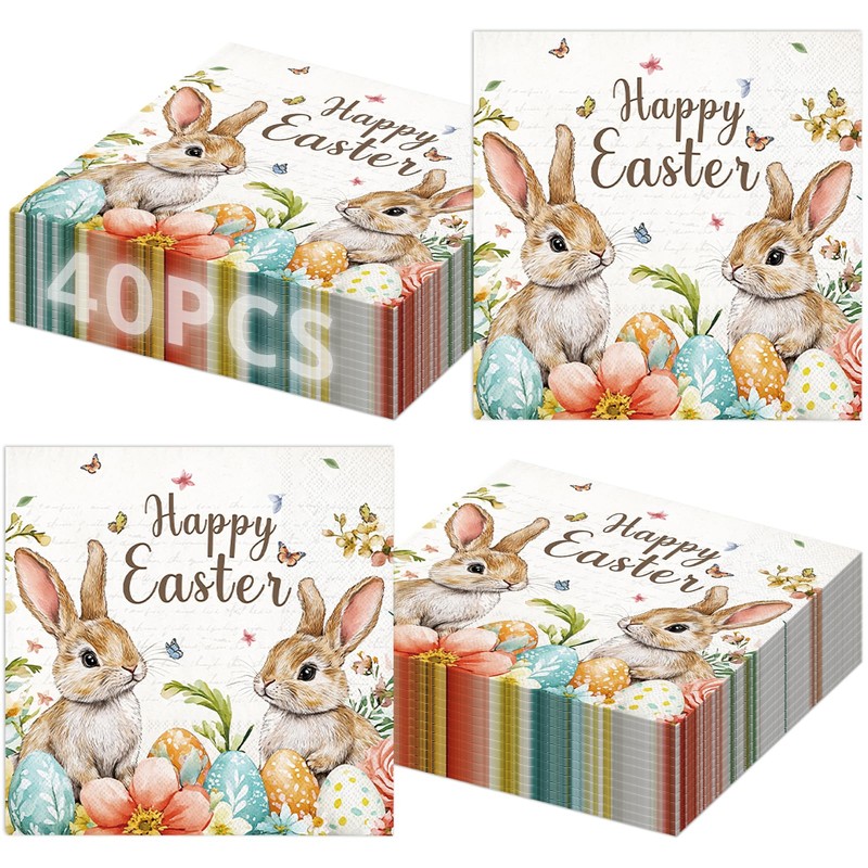 40 Pcs Easter Paper Napkins – 13 x 13 Inch