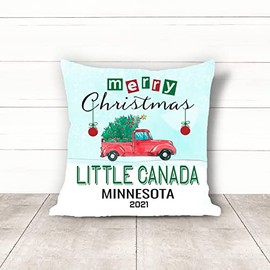 Christmas Pillow Covers 18 x 18 Inches Merry Christmas 2021 Little Canada Minnesota Pillows Decorations Xmas Autumn Home Decor Holiday Rustic Design for Sofa Bedroom Car