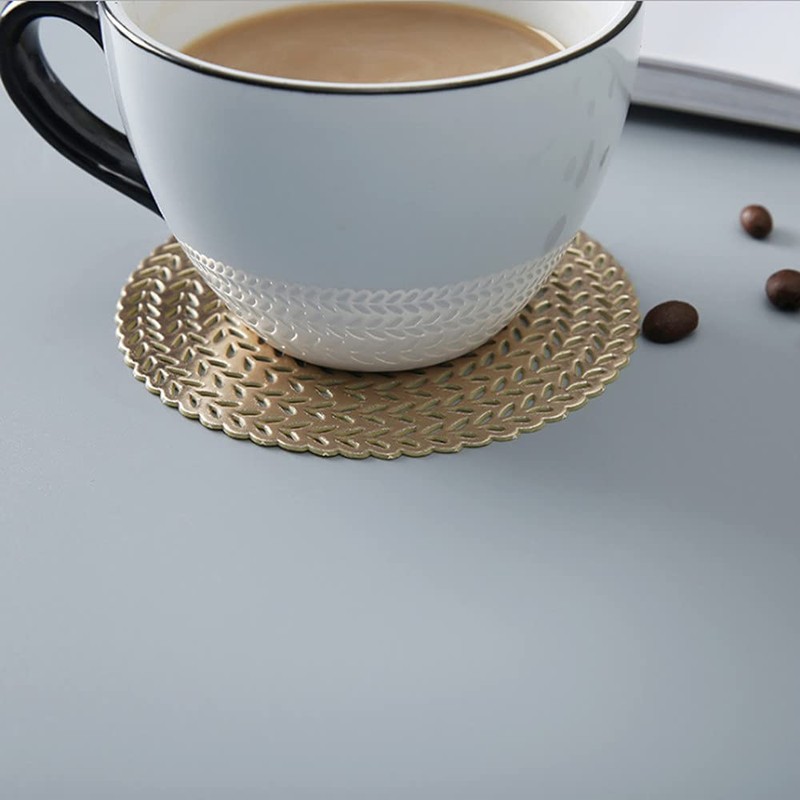 6 Pieces Coasters PVC Insulation Pads Mats Hollowed-Out Round Coasters