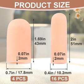 Alpinleux 20 Pack Gel Finger Protectors, Soft Elastic Finger Covers, Fingernail Cushions Finger Cap Sleeves for Hands Cracking, Eczema Skin (16 Long+4 Short)