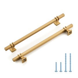 HOME EDIT 5 Pack 8-3/4 inch Gold Cabinet Handles Square Zinc-Alloy Pulls for Kitchen Dresser Closet and Bathroom Cabinets Hardware