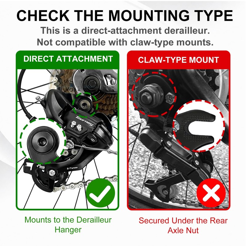 Tourney RD-TY300 Rear Derailleur, 6/7 Speed Direct Mount, Video Guides