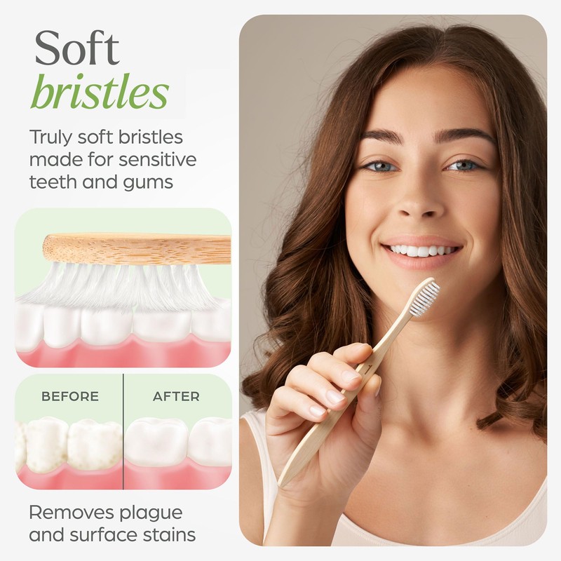 VIVAGO Soft Flossing Bamboo Toothbrushes 10 Pack - BPA Free