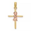 Unbranded 10K Two-tone Gold 2-D Boy On Cross Pendant