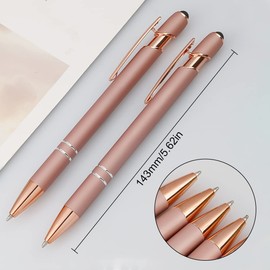 SCJJZ Ballpoint pen, high quality ballpoint pen, black, office supplies, ballpoint pen set, metal press ballpoint pen with aluminium bar, suitable for office and home (6 pieces rose gold)