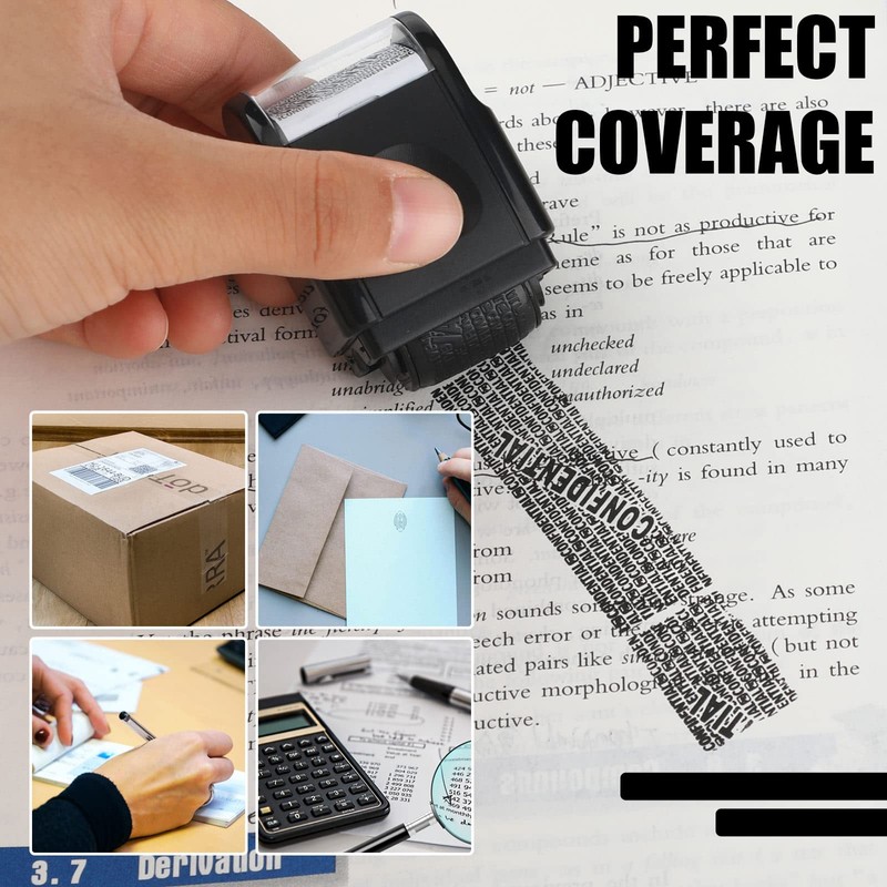 Nezyo 2 Pack Identity Protection Roller Stamp Identity Theft, Confidential,