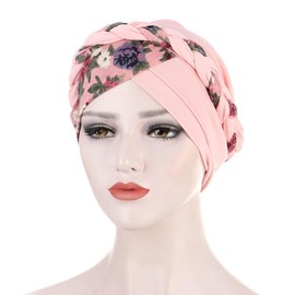 YEHUDAF LEE Women's Turban Braid Headwear Headscarves Chemo Cap Pre-Tied Beanie Hat Head Wrap Sleep Hat, 20