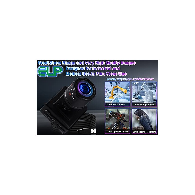 ELP 2.8-12mm Varifocal Lens HD 1080P Webcam for Mac