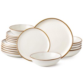 AmorArc Ceramic Dinnerware Sets,Handmade Reactive Glaze Plates and Bowls Sets,Highly Chip and Crack Resistant | Dishwasher & Microwave Safe Dishes Set,Service for 6 (18pc)