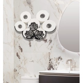 Leaves Metal Wall Toilet Paper Storage,Black Toilet Tissue Holder,Animal Decorative Metal Paper Holders,Cute Toilet Paper Storage for Bathrooms,Wall Toilet Paper Organizer Hold Extra 8 Rolls