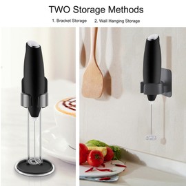 DERGUAM Frother Stand for Milk Frother, [Standing or Hanging] Milk Frother Stand Fits for Multiple Types of Milk Frothers, Heavy Duty Stainless Steel Frother Stand Only Ideal for Handheld Frothers