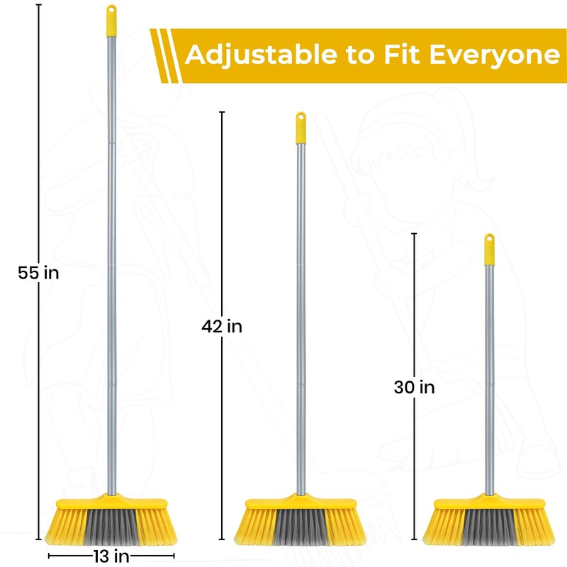 Indoor Broom for Floors 55” Soft Bristle Brooms for Sweeping