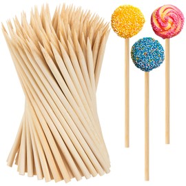 Bamboo Candy Apple Sticks, 200Pcs Semi Pointed Candy Caramel Lollipop Sticks, Natural Wooden Cotton Sticks for Candies, Chocolates Cookies Party Favor