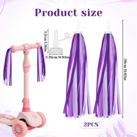 Aysatogc 1 Pair Bike Streamers, Bike Tassels for Kids Handlebar Streamers Child Bikes Accessories Handle Bar Grips Accessories Scooter Bicycle for Girls and Boys(Purple White)
