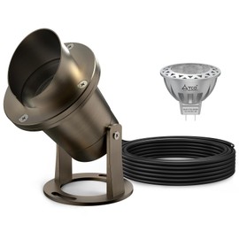 ATCD LED Underwater Pond Light Solid Brass 12V Low Voltage Landscape Submersible LED Lights with 7W MR16 LED Bulb Outdoor Copper Long Lasting Pond Lighting for Pool Fountain Garden