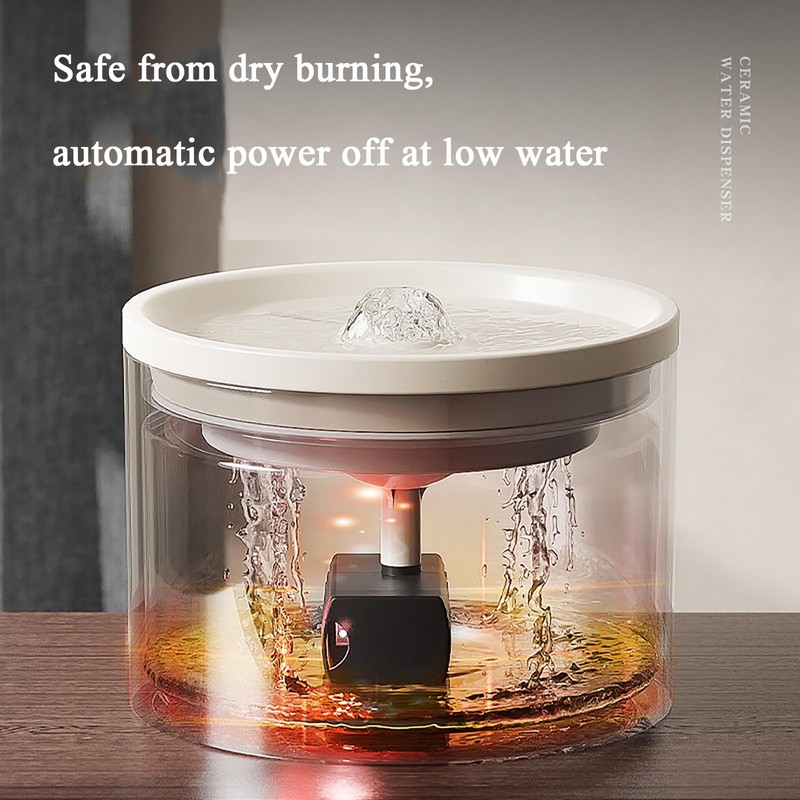 Ceramic Cat Water Fountain 33.82oz/1L Automatic Super Silent Pet Drinking