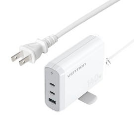 VENTION 3-port USB (C+C+A) GaN Wall Charger (140W/140W/18W) White