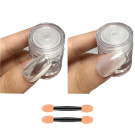 MEILINDS 2PCS Moonlight White Chrome Nail Powder, Pearl Nail Powder High Gloss Mirror Effect Pearlescent Iridescent Glitters Powder for Nails Art Design 2 Colors, Moonlight/Pearl