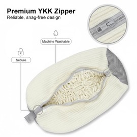 Corduroy Shoe Washing Bag for Washer and Dryer, 19 x 39 cm, 2-Pack, White,YKK Zipper Closure