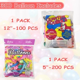 300pcs Party Balloons, 12 Inch 5 Inch Rainbow Latex Balloons, Thickened Balloons for Birthday Party Decorations Baby Shower Wedding Party Supplies Arch Garland