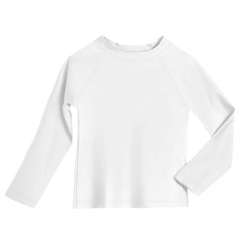 Little Boys' and Girls' Solid Rashguard Made with Recycled Fabric Swimming Tee Shirt Rash Guard SPF UPF Sun Protection for Summer Beach Pool and Play, White, 3T