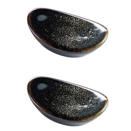 Housoutil Chopstick Rests Holders Ceramic, 2PCS Japanese Spoon Rest, Mini Chopstick Racks, Black Chopsticks Holders for Restaurant Table Decoration