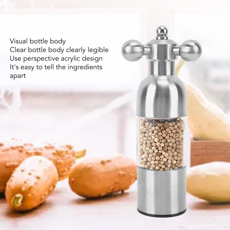 Pepper Mill Professional Refillable Ceramic Rotor Coarseness Adjustable Manual Pepper