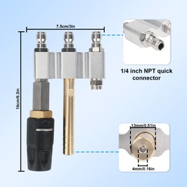3-in-1 Shooter M5 Twist Nozzle for Pressure Washer, Adjustable Brass Downstream Tip Soft Wash Nozzle Accessories Parts with 1/4" NPT Quick Connect Adapter for Roof Garden Vehicle Floor
