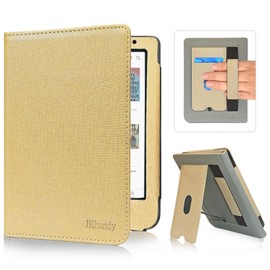 JKhandy Stand Case for Kobo Clara BW/Colour 6 Inch 2024 Release, Premium PU Leather Sleeve Cover with Card Slot, Hand Strap and Atuo Sleep/Wake, Khaki