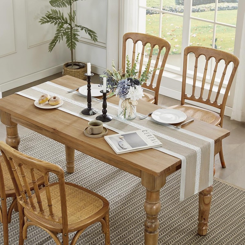 Wracra Embroidered Table Runner Linen Table runners 36 inches Long