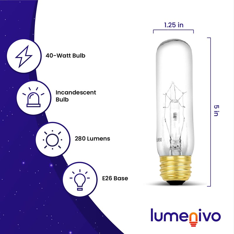 lumenivo Piano Light Bulb 40 watt 120 Volts 一 40T10/CL