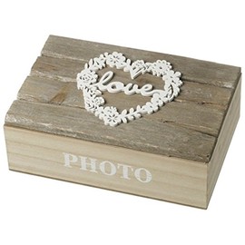 Heaven Sends Shabby Chic Effect Wooden Love Design Lid Photo Storage Box