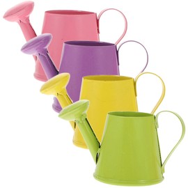 Toddmomy Iron Mini Watering Cans for Children 4pcs Set of Small Kettles Garden Tool for Kids Vibrant Colors Green Yellow
